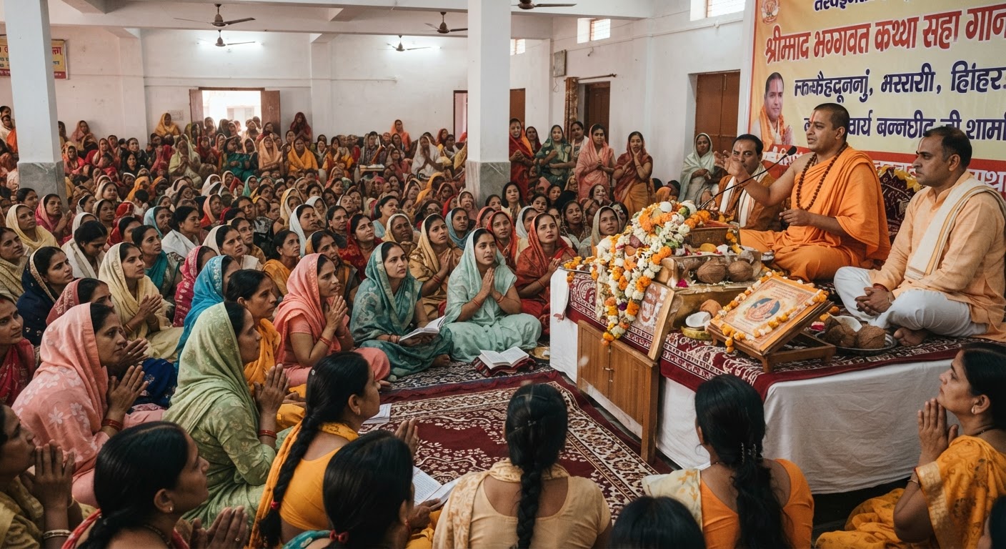 Forbesganj Me Srimad Bhagwat Katha Ka Panchwa Din: Bhakto Ki Bhari Bhid