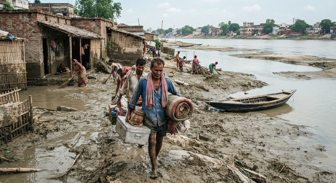 भागलपुर और कहलगांव में गंगा का जलस्तर तेजी से घटा, राहत