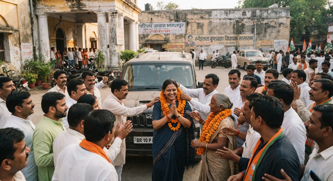भागलपुर में राष्ट्रीय लोक मोर्चा की नेत्री स्नेहलता कुशवाहा का जोरदार स्वागत
