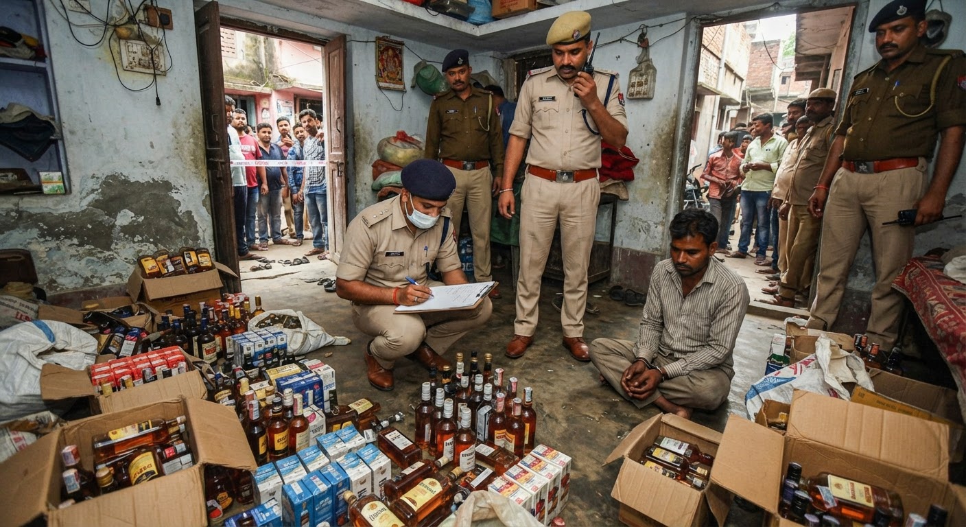 भागलपुर के मुंडीचक में पुलिस की बड़ी कार्रवाई, 245 लीटर विदेशी शराब बरामद