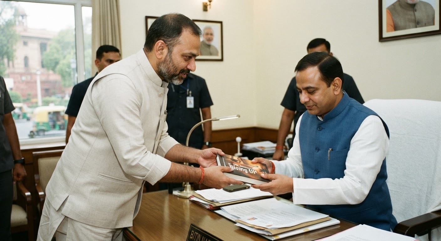 भागलपुर के लेखक संदीप मिश्रा ने बीजेपी अध्यक्ष नितिन नबीन को भेट की अपनी नई किताब