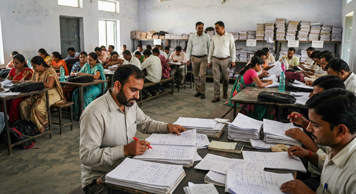 अमरपुर के झौआरी संसाधन केंद्र में कक्षा एक से आठ की उत्तर पुस्तिकाओं का मूल्यांकन शुरू