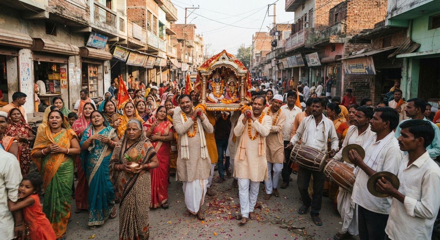बढ़िया में नौ दिवसीय अखंड सीताराम नाम जप का भव्य शोभायात्रा के साथ हुआ समापन
