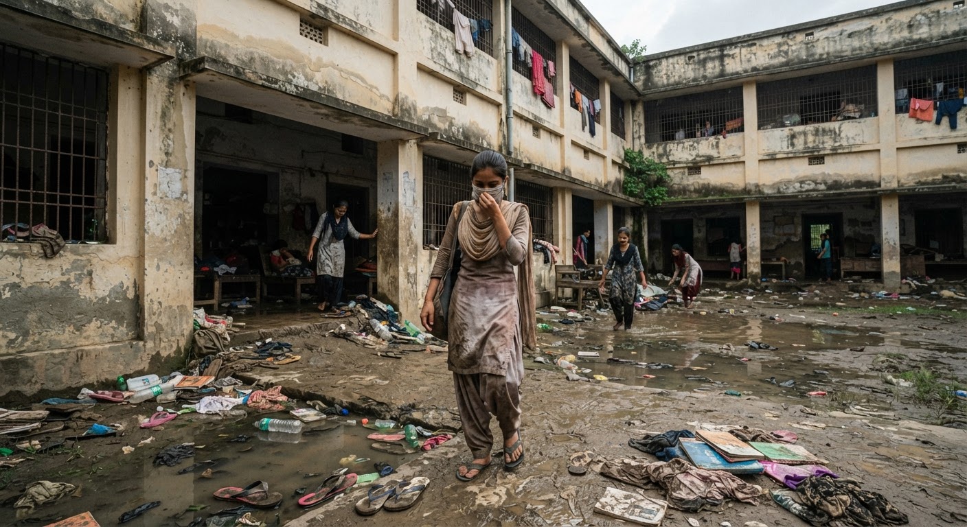 टीएमबीयू गर्ल्स हॉस्टल में बाढ़ के बाद बदहाली, सफाई नहीं होने से बढ़ी बीमारी की चिंता