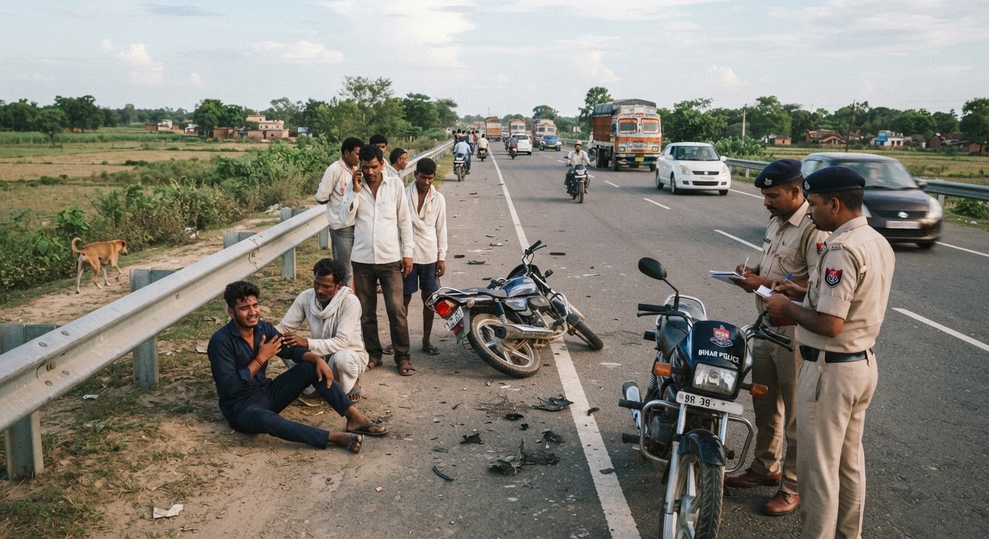 बड़ा हादसा: अररिया-पूर्णिया फोरलेन पर जानवर बचाने में बाइक अनियंत्रित, युवक घायल
