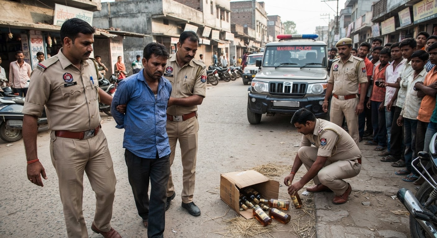 महिशी पुलिस ने भागलपुर में 14 बोतल अवैध अंग्रेजी शराब के साथ एक तस्कर को किया गिरफ्तार
