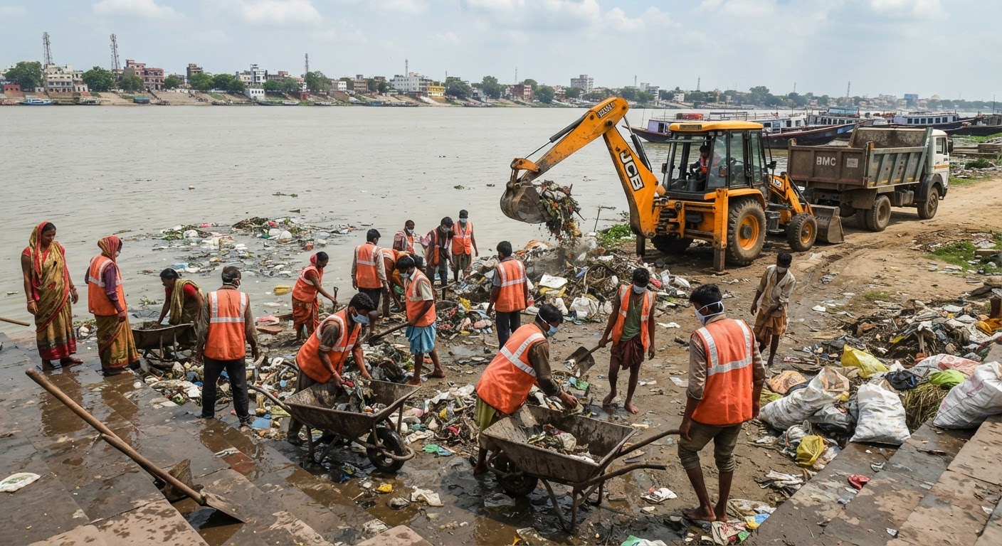 NGT की सख्ती के बाद मुसहरी घाट पर निगम की बड़ी सफाई!