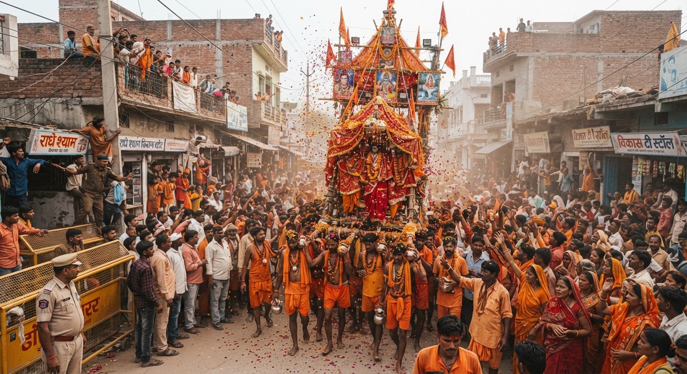 शाम-ए-खास: भागलपुर के बरहट में 54 फीट लंबी कांवड़ यात्रा का भव्य स्वागत