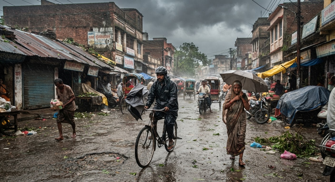 भागलपुर में चक्रवात का असर, तेज हवाओं से तापमान गिरा