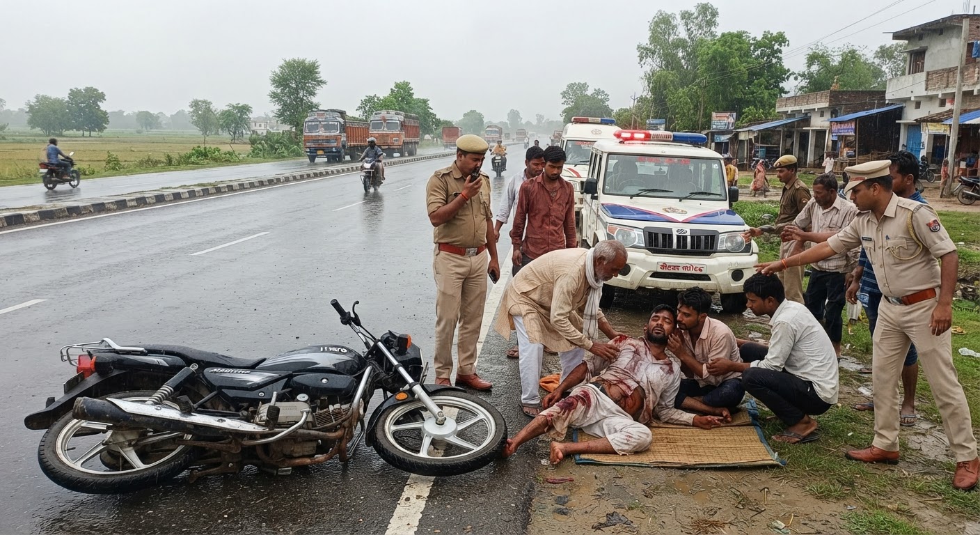 अख्लाक की बाइक बेकाबू होकर फिसली, अररिया में गंभीर जख्मी
