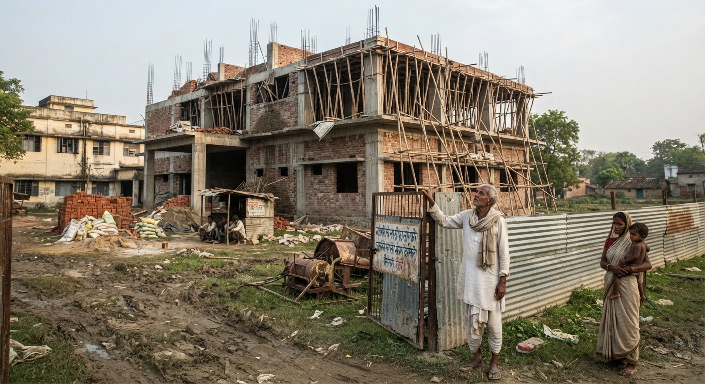 बांका में अस्पताल का निर्माण कार्य समय सीमा निकलने के बाद भी अधूरा