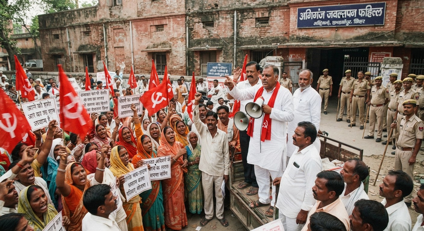 भागलपुर के अलीगंज में सीपीआई का जोरदार प्रदर्शन, महंगाई और समस्याओं पर घेरी सरकार