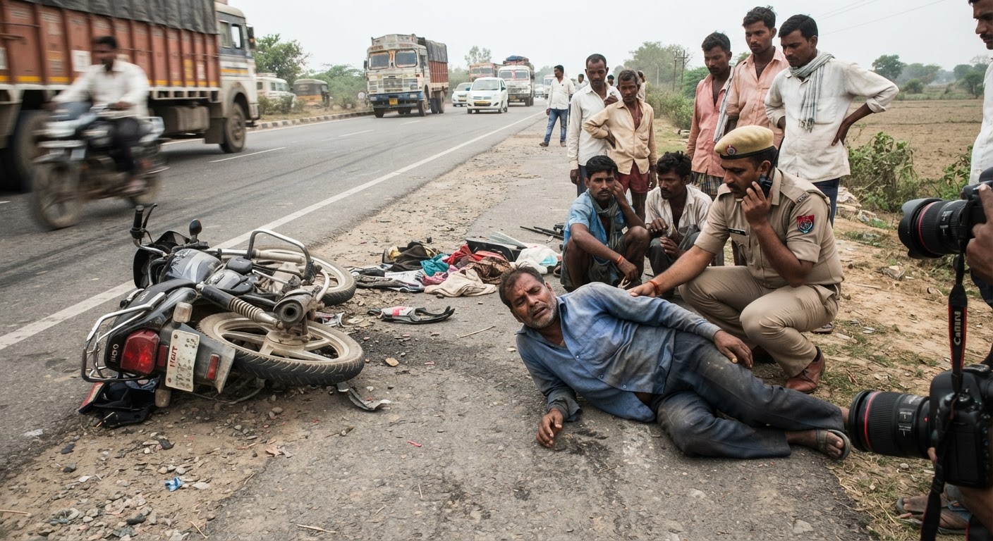 एनएच-31 पर बड़ी दुर्घटना: अज्ञात वाहन की टक्कर से बाइक सवार गंभीर रूप से घायल