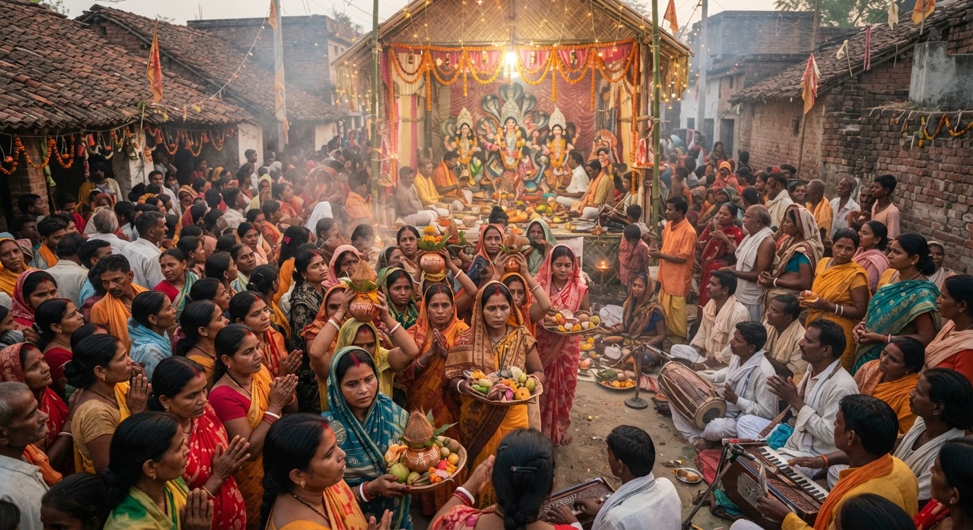 भागलपुर के ईशipur डोमासी में तीन दिवसीय विषहरी पूजा की धूम, उमड़े भक्त