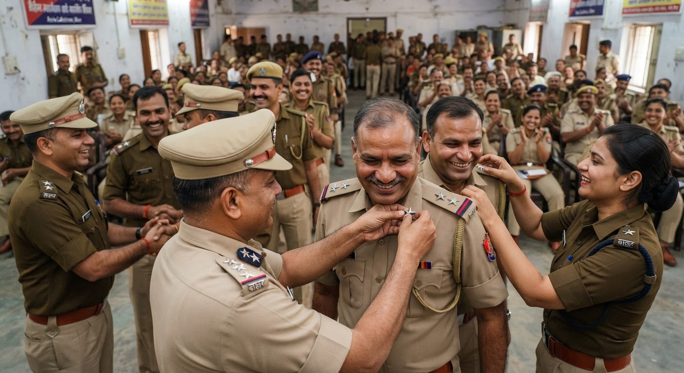 अररिया में 75 पुलिस अफसर दरोगा बने, एसपी ने लगाए नए सितारे