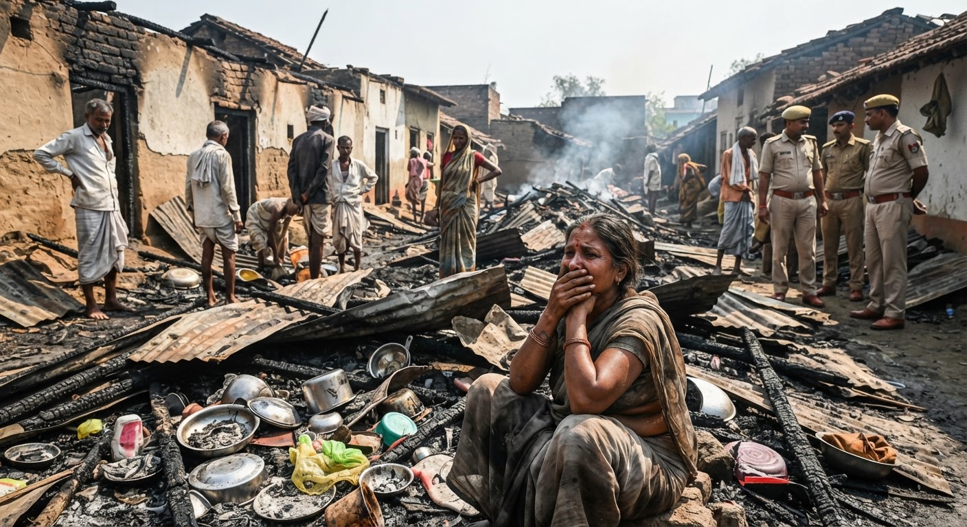 गोपालपट्टी घाट में लगी भयानक आग, चार घर जलकर खाक