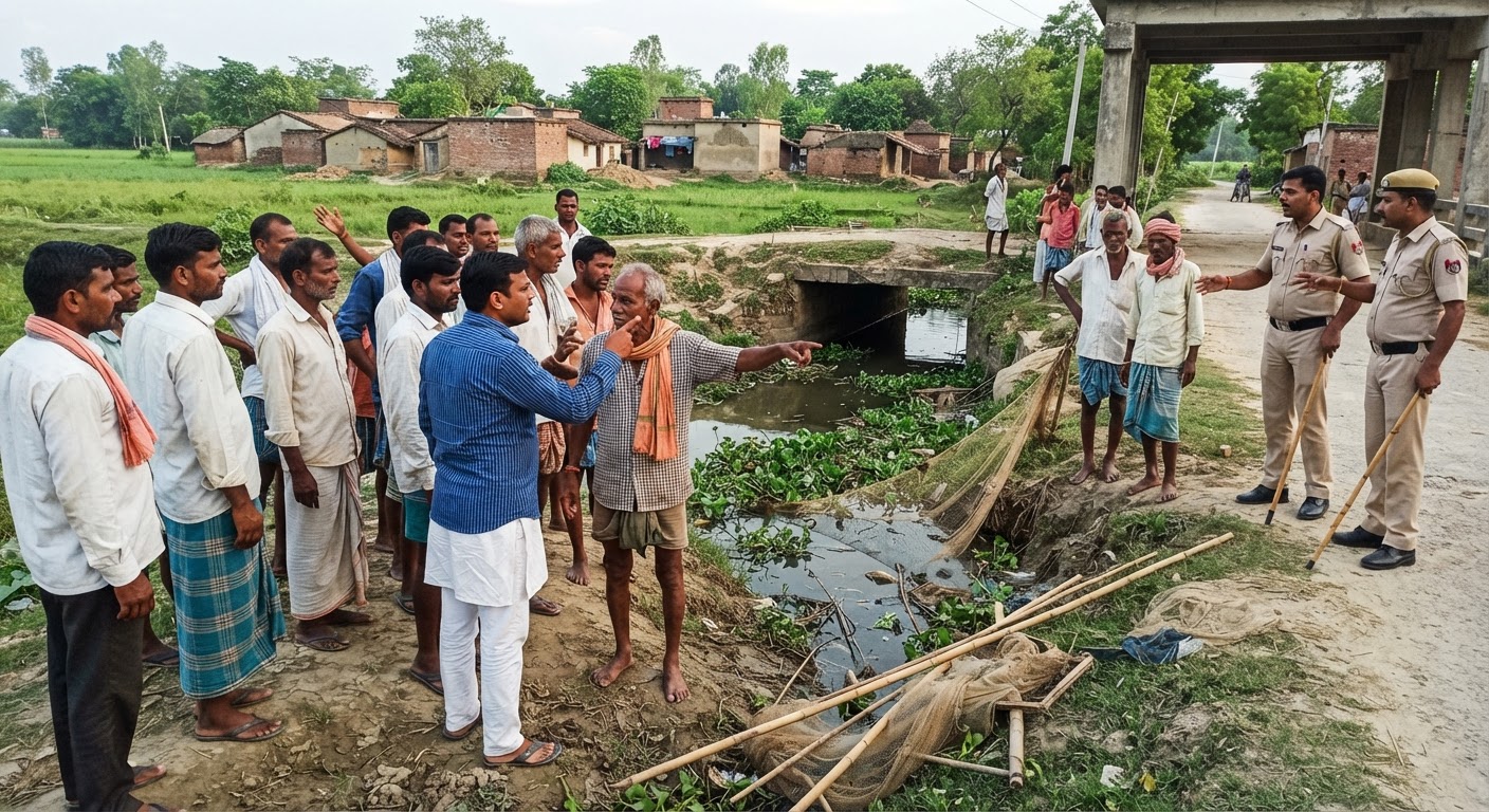 नाथनगर में मछली पकड़ने के विवाद को लेकर दो गांवों में तनाव