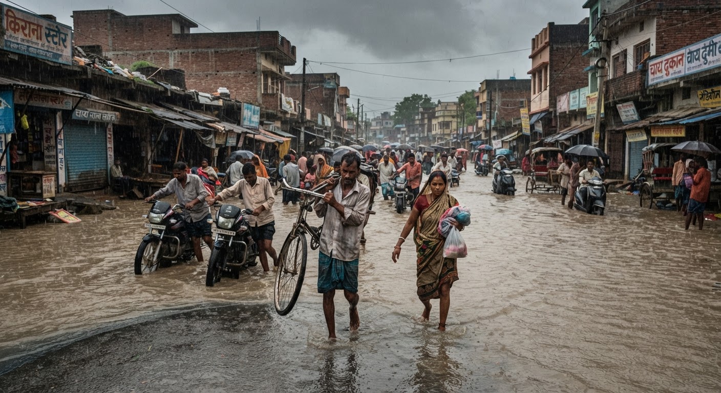 चक्रवाती बारिश से नवगछिया में जनजीवन अस्त-व्यस्त, सड़कें जाम
