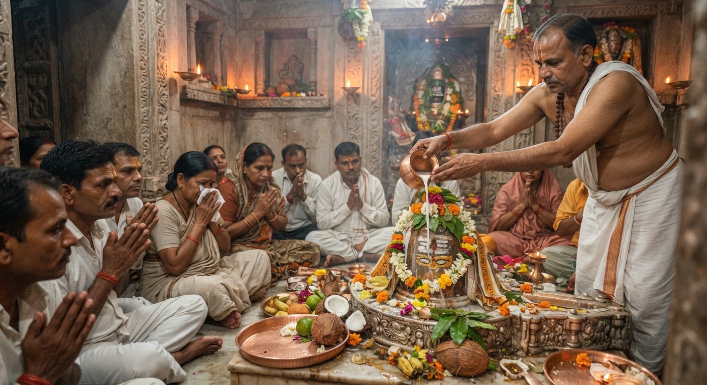 गोनु धाम में भव्य रुद्राभिषेक और श्रृंगार पूजा