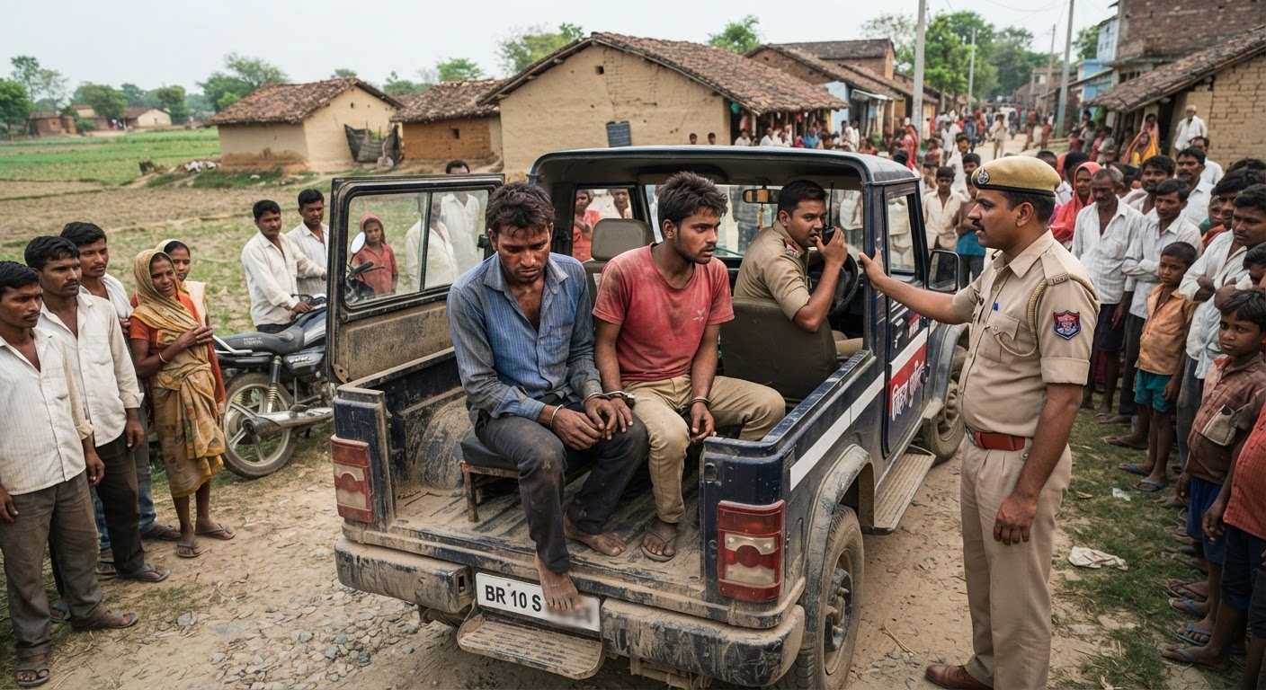 भागलपुर में चोरी के आरोप में दो गिरफ्तार, एक का मूछ भी काटा