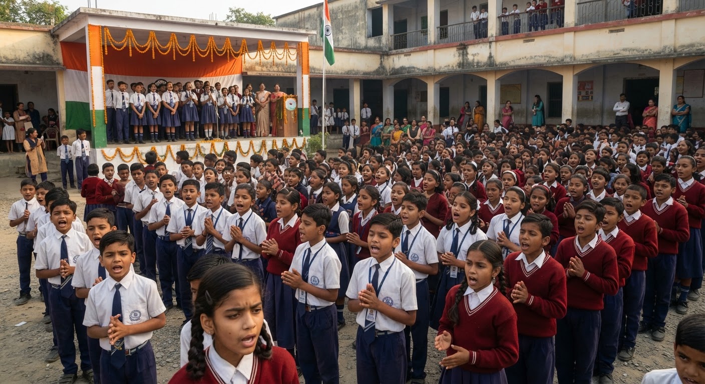 अद्भुत नजारा! झंडापुर शिशु मंदिर में गूंजा वंदे मातरम