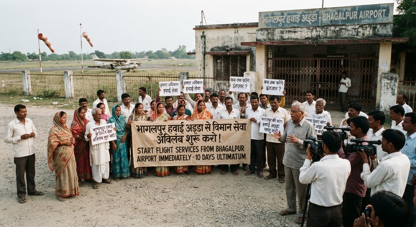 भागलपुर एयरपोर्ट से विमान सेवा शुरू करने की मांग, दिया 10 दिन का अल्टीमेटम