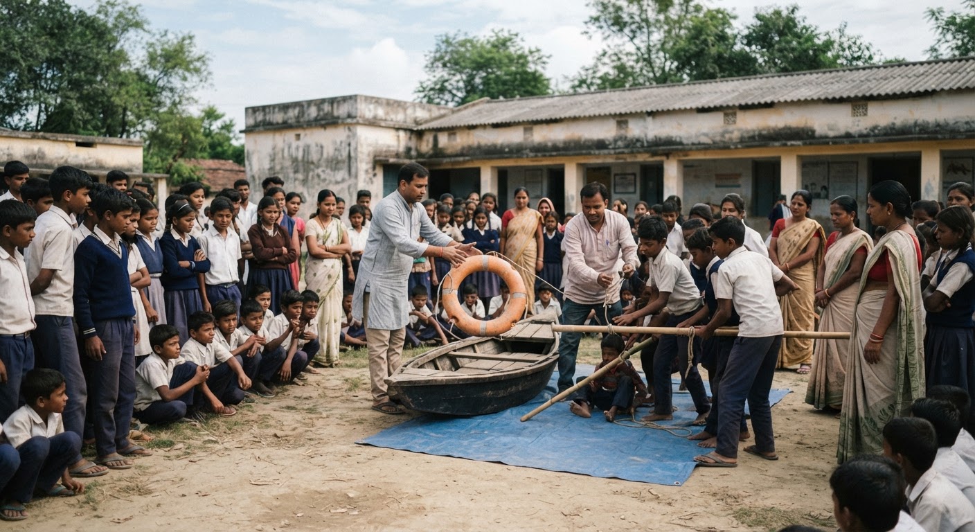 किशनगंज के स्कूलों में बच्चों को सिखाया गया बाढ़ और डूबने से बचने का तरीका