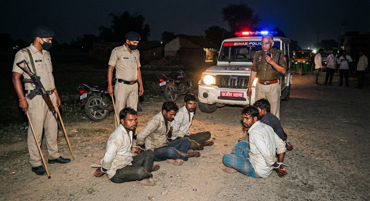 भागलपुर में बड़ा एक्शन: सजौर पुलिस ने नशे और शराब के साथ पांच को दबोचा