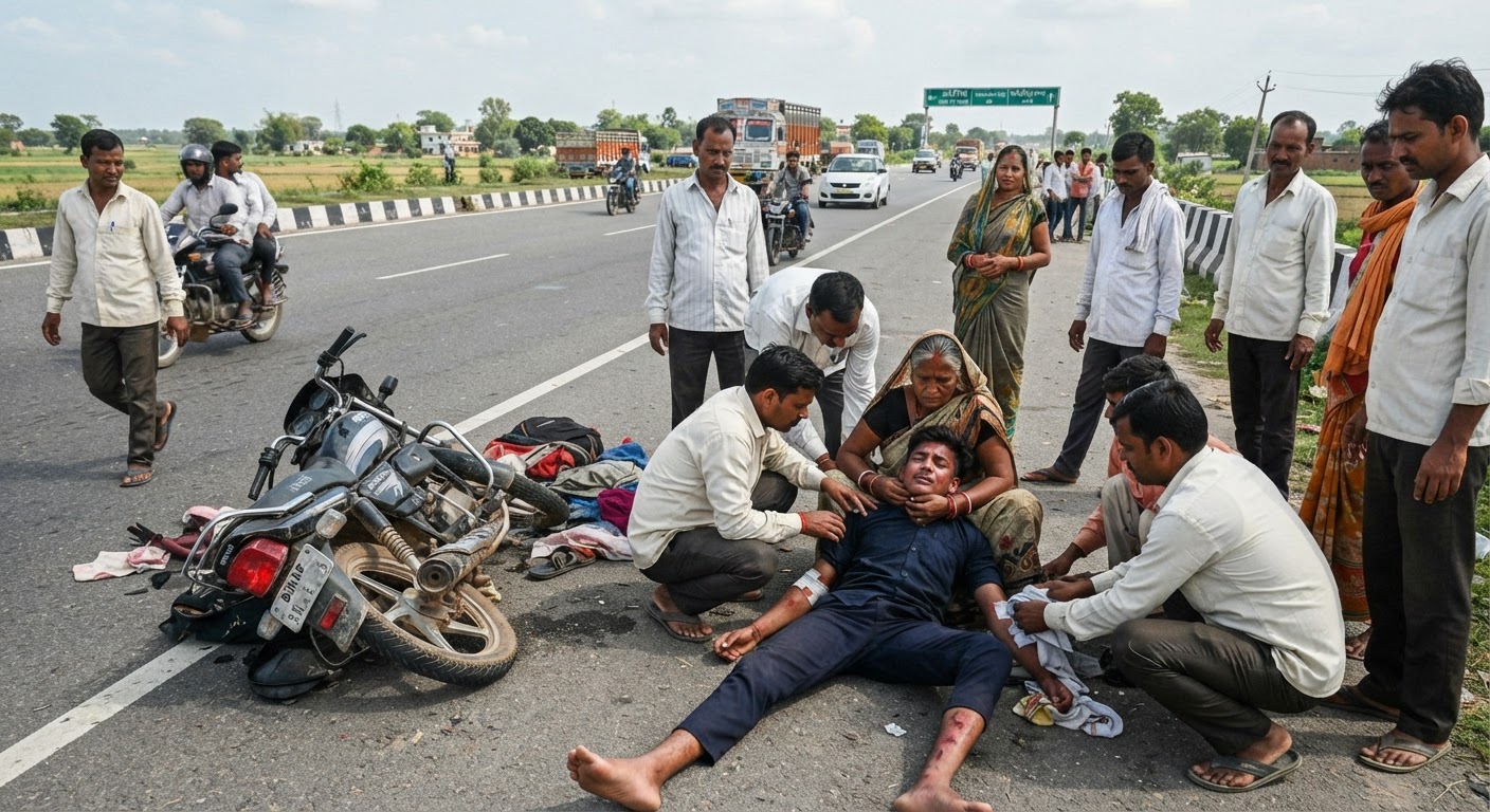 बड़ी खबर: अररिया-फारबिसगंज फोरलेन पर बाइक हादसे में युवक गंभीर रूप से घायल