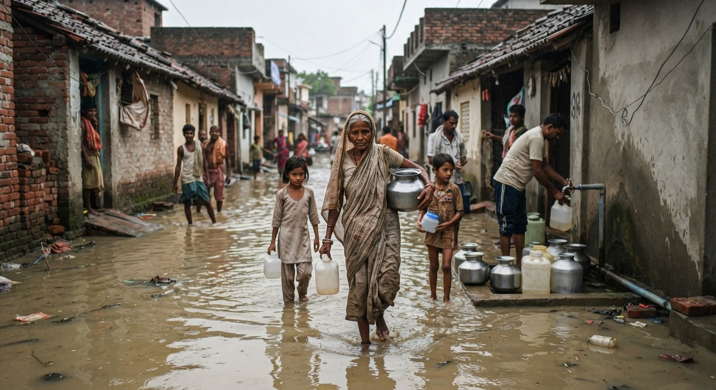 लखीसराय में भारी बारिश से जलभराव और पेयजल संकट
