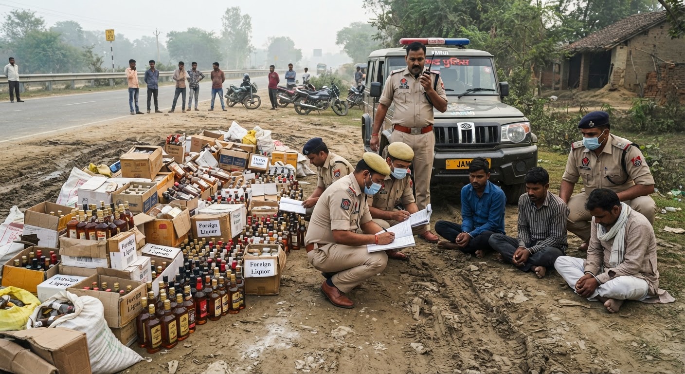 जमुई में उत्पाद पुलिस ने पकड़ी भारी खेप, 1100 लीटर शराब के साथ तीन गिरफ्तार