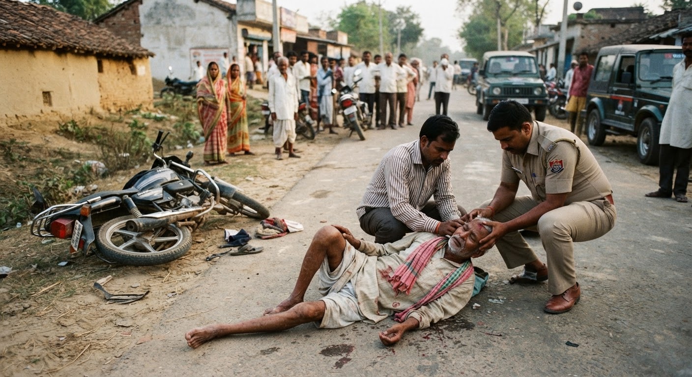 झाझा में तेज रफ्तार बाइक ने वृद्ध को कुचला, हालत गंभीर