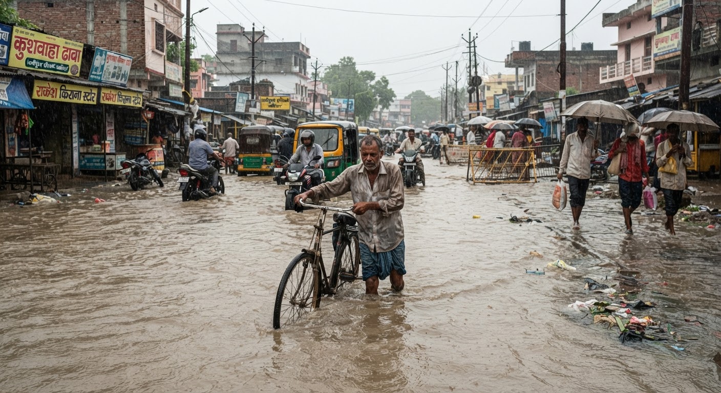 भारी बारिश से सबौर बाईपास पर जलभराव, स्थानीय लोग परेशान