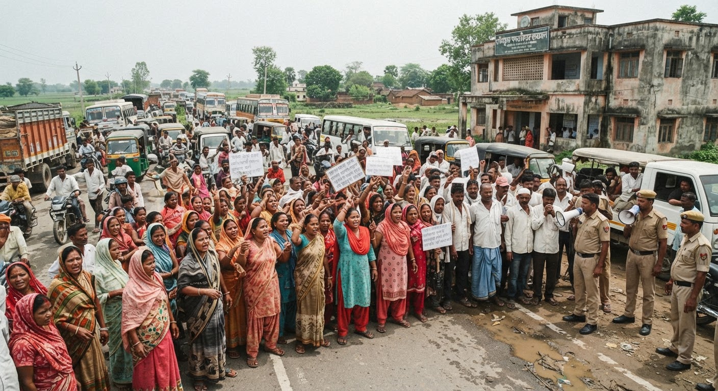 भागलपुर में बाढ़ राहत में धांधली पर हंगामा, एनएच-80 जाम