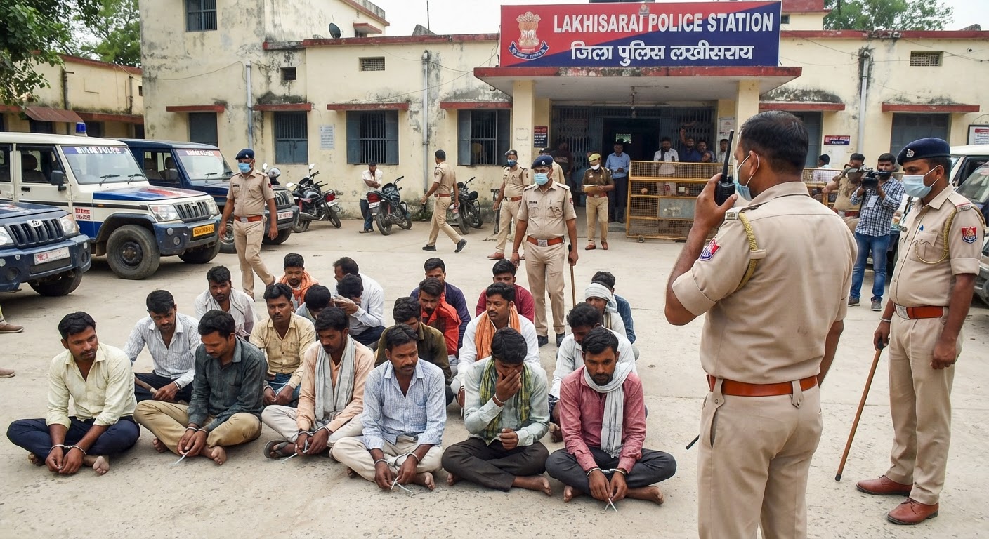 लखीसराय पुलिस की बड़ी कार्रवाई: 24 घंटे में 40 गिरफ्तार, शराब और अवैध खननन पर कड़ा प्रहार