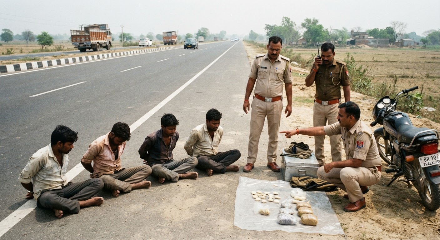 भागलपुर में बड़ी कामयाबी: मिर्ज़ाचौकी फोरलेन पर 300 ग्राम स्मैक के साथ 4 तस्कर तस्कर गिरफ्तार