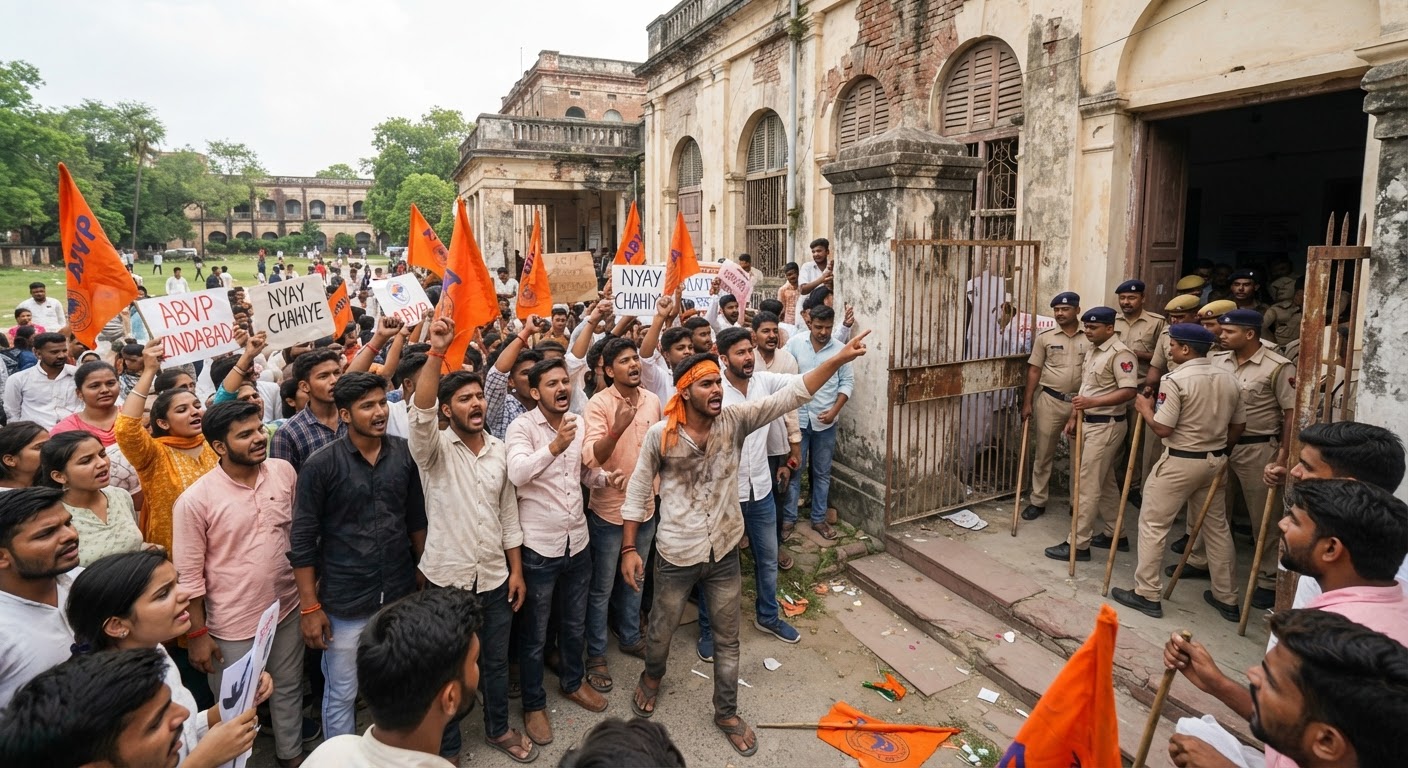 भागलपुर के टीएनबी कॉलेज में एबीवीपी का जोरदार हंगामा, छात्र नेता से बदसलूकी पर मचा बवाल
