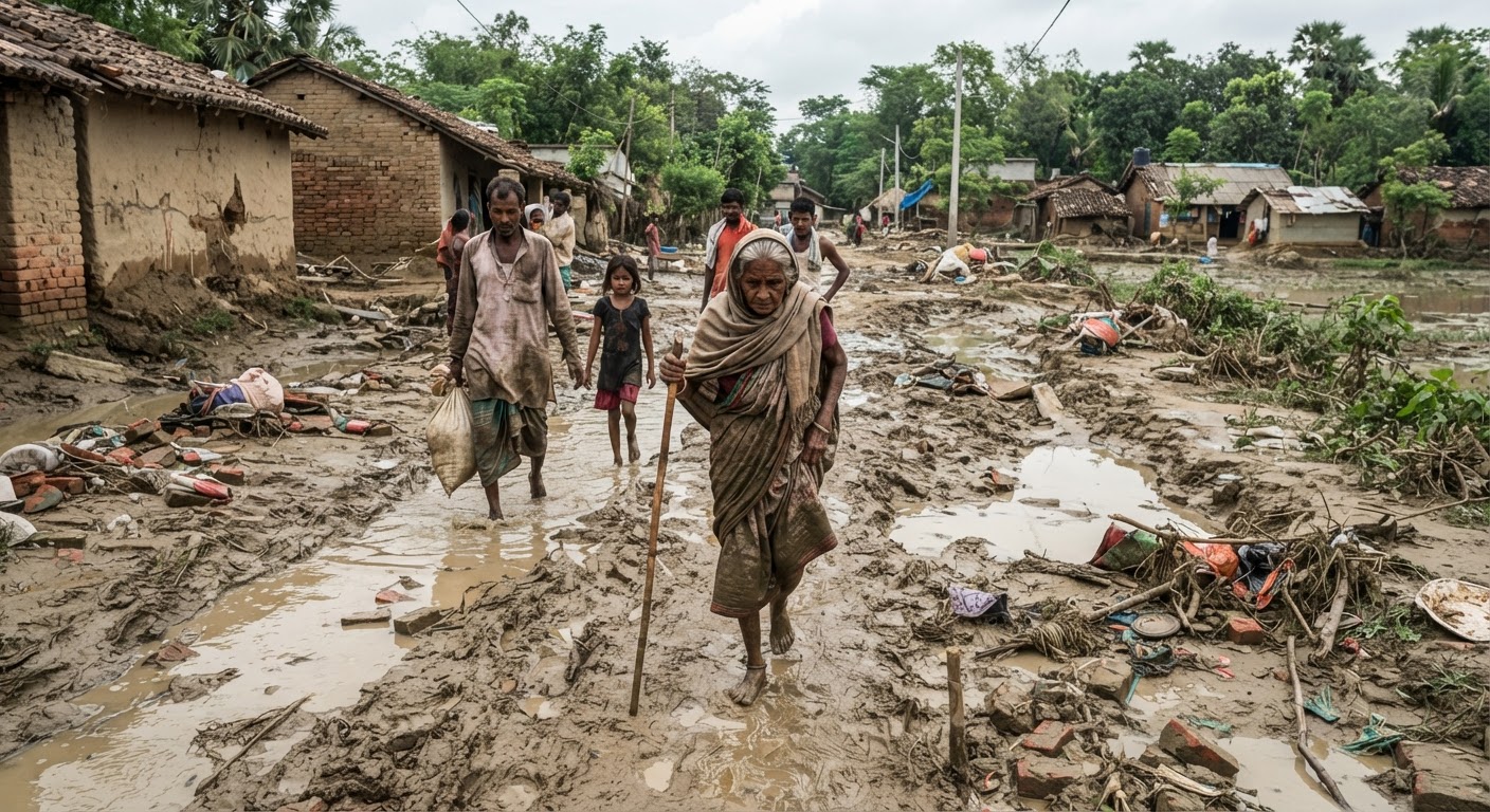 बाढ़ से बर्बाद हुई सड़कें, भागलपुर के इस गांव में रहना हुआ मुश्किल