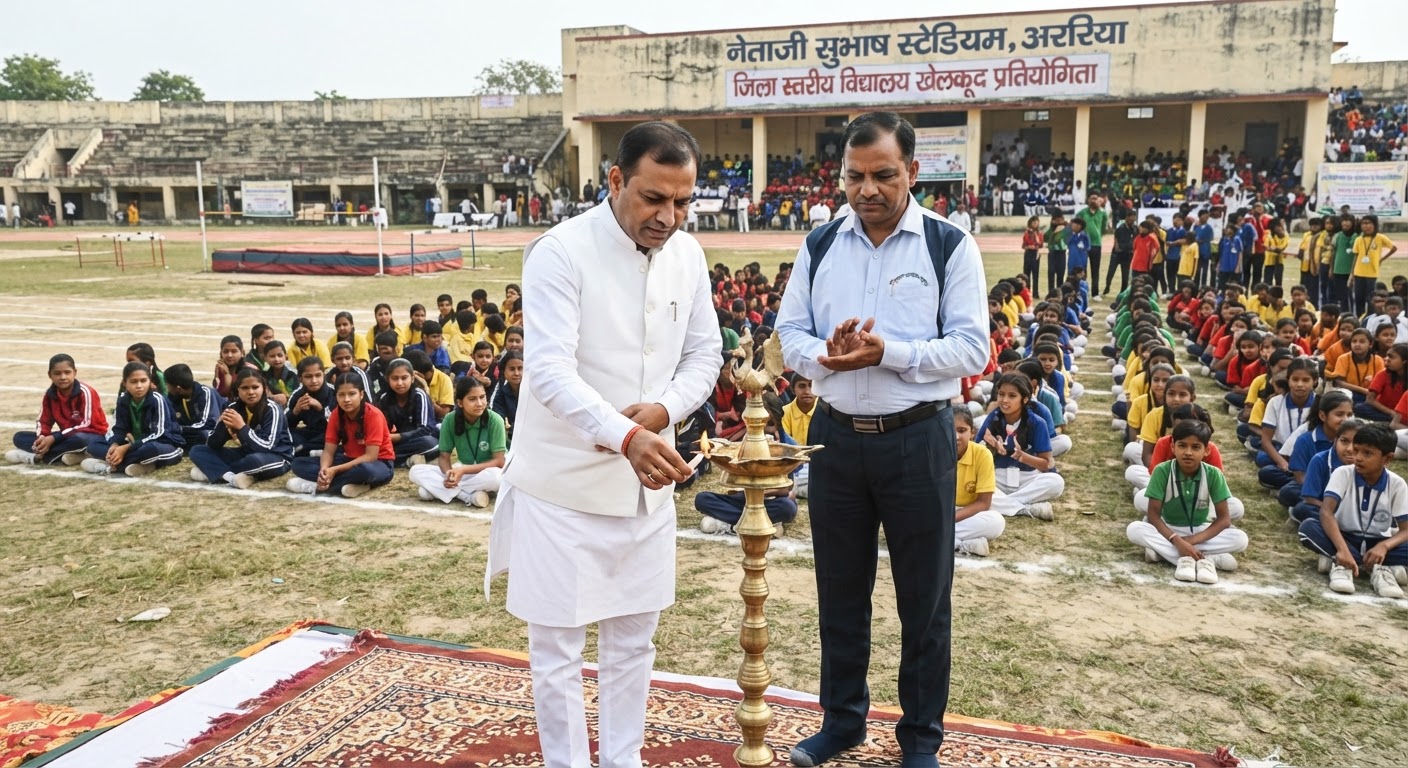 अररिया में शानदार खेलकूद प्रतियोगिता शुरू, नेताजी सुभाष स्टेडियम में उमड़ी भीड़