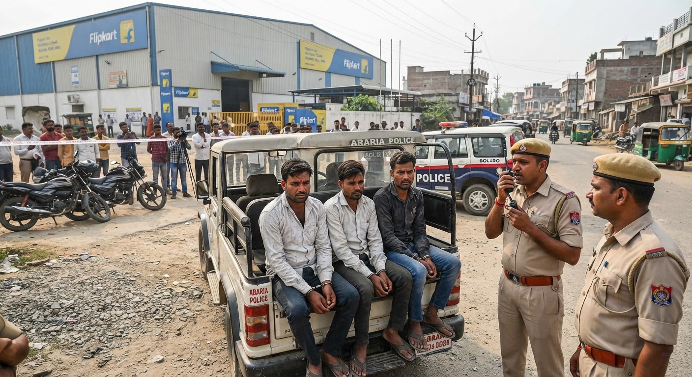 अरेरिया पुलिस ने फ्लिपकार्ट गोदाम चोरी का किया खुलासा, तीन गिरफ्तार