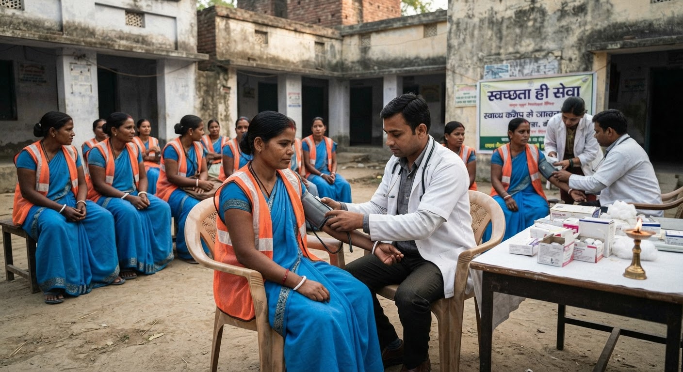 सोनवर्षा राज में सफाई कर्मियों के लिए लगा स्वास्थ्य जांच शिविर