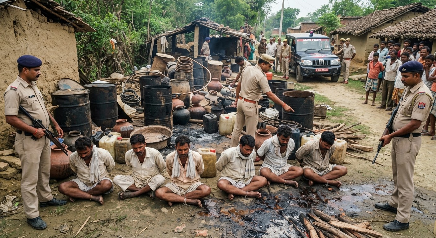 भागलपुर में बड़ी कार्रवाई: अवैध महुआ शराब के धंधे में 6 गिरफ्तार