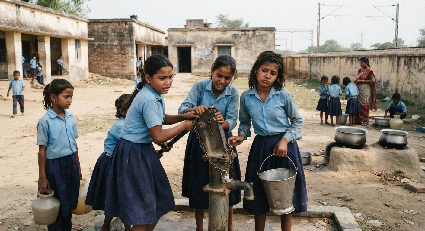 झाझा के स्कूल में चापानल पर अवैध कब्जा, बच्चों की पढ़ाई और मध्यान भोजन पर बड़ा संकट