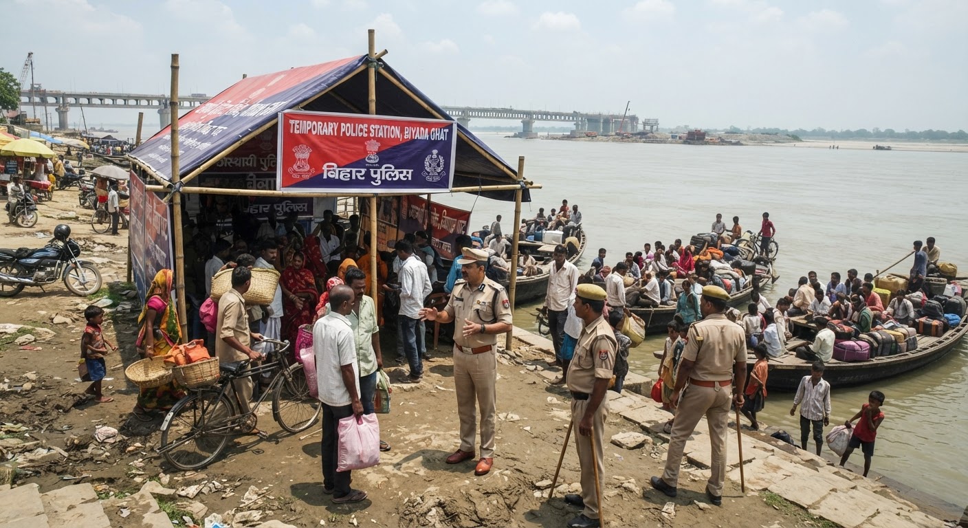 विक्रमशिला सेतु बंद होने के बाद बियाड़ा घाट पर खुला नया पुलिस थाना