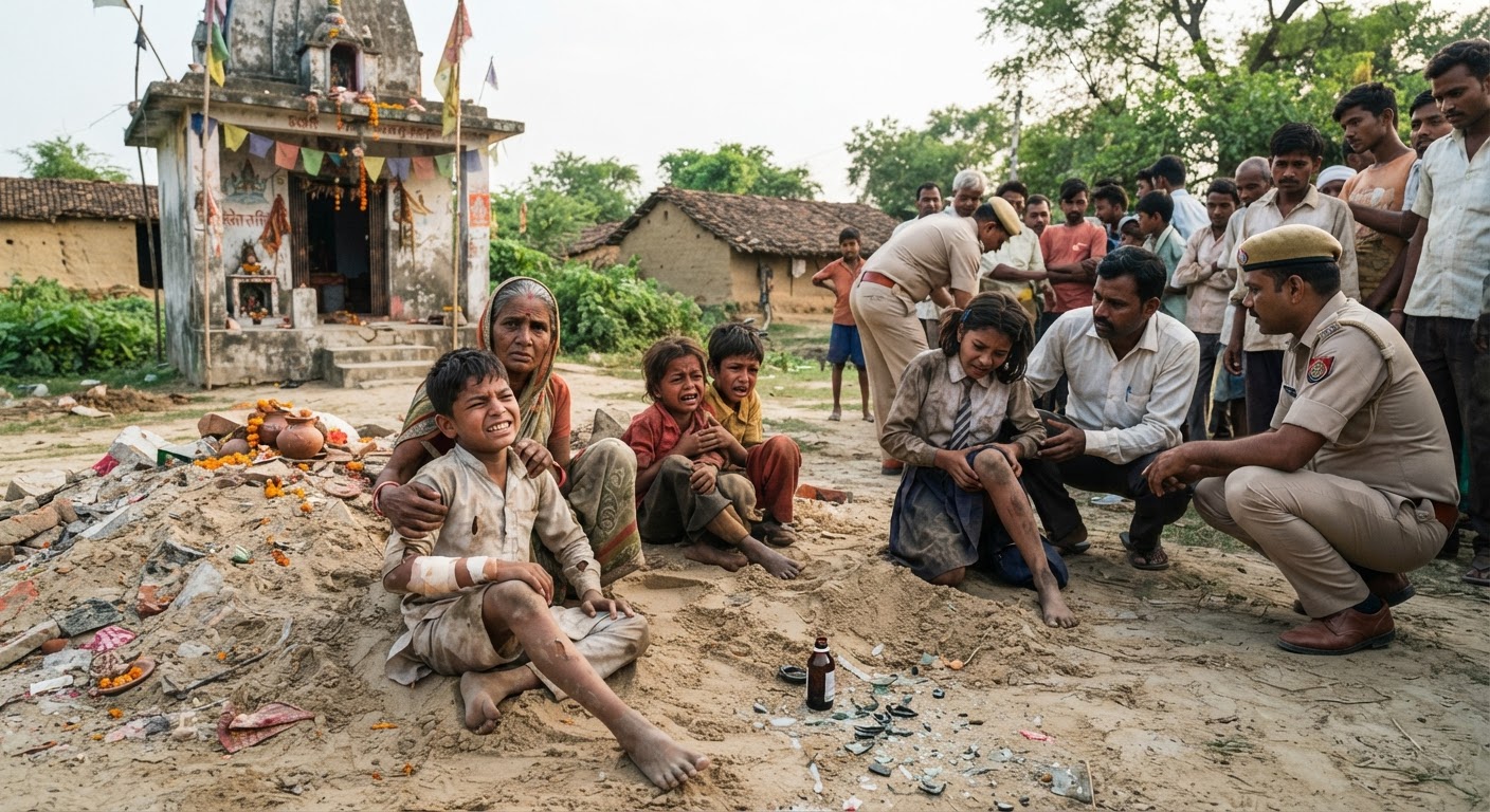 शकुंद में दवा की बोतल फटने से चार बच्चे बुरी तरह घायल