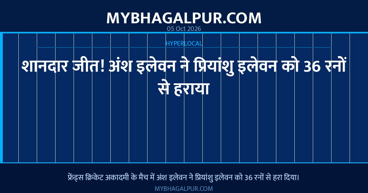 शानदार जीत! अंश इलेवन ने प्रियांशु इलेवन को 36 रनों से हराया