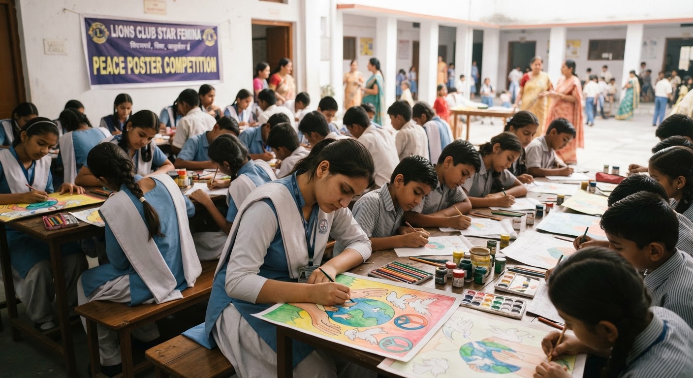 लायंस क्लब स्टार फेमिना ने स्कूल में कराई शानदार शांति पोस्टर प्रतियोगिता