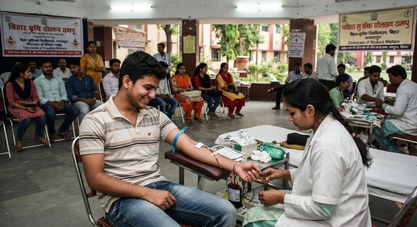 बिहार कृषि विश्वविद्यालय में लगा रक्तदान शिविर, जुट 60 यूनिट खून