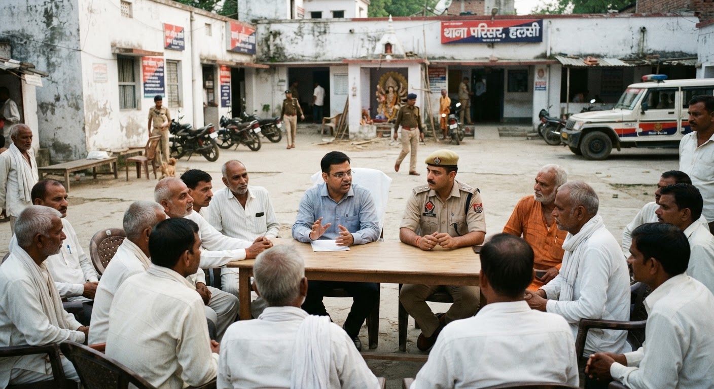 दुर्गा पूजा सुरक्षा के लिए हलसी थाना परिसर में हुई शांति समिति की बैठक