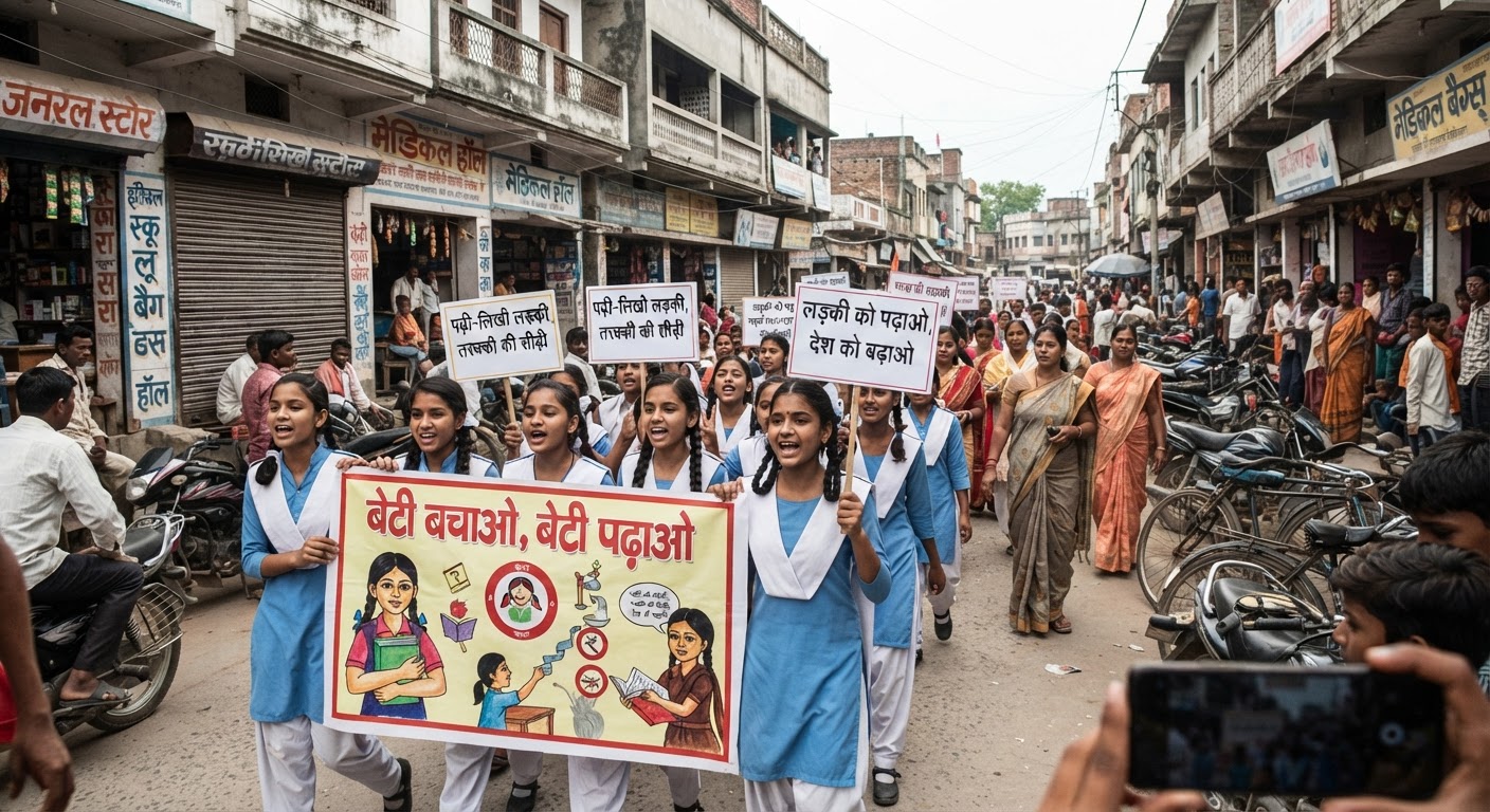 लखीसराय में बेटियों के अधिकारों के लिए बच्चों ने निकाली शानदार जागरूकता रैली